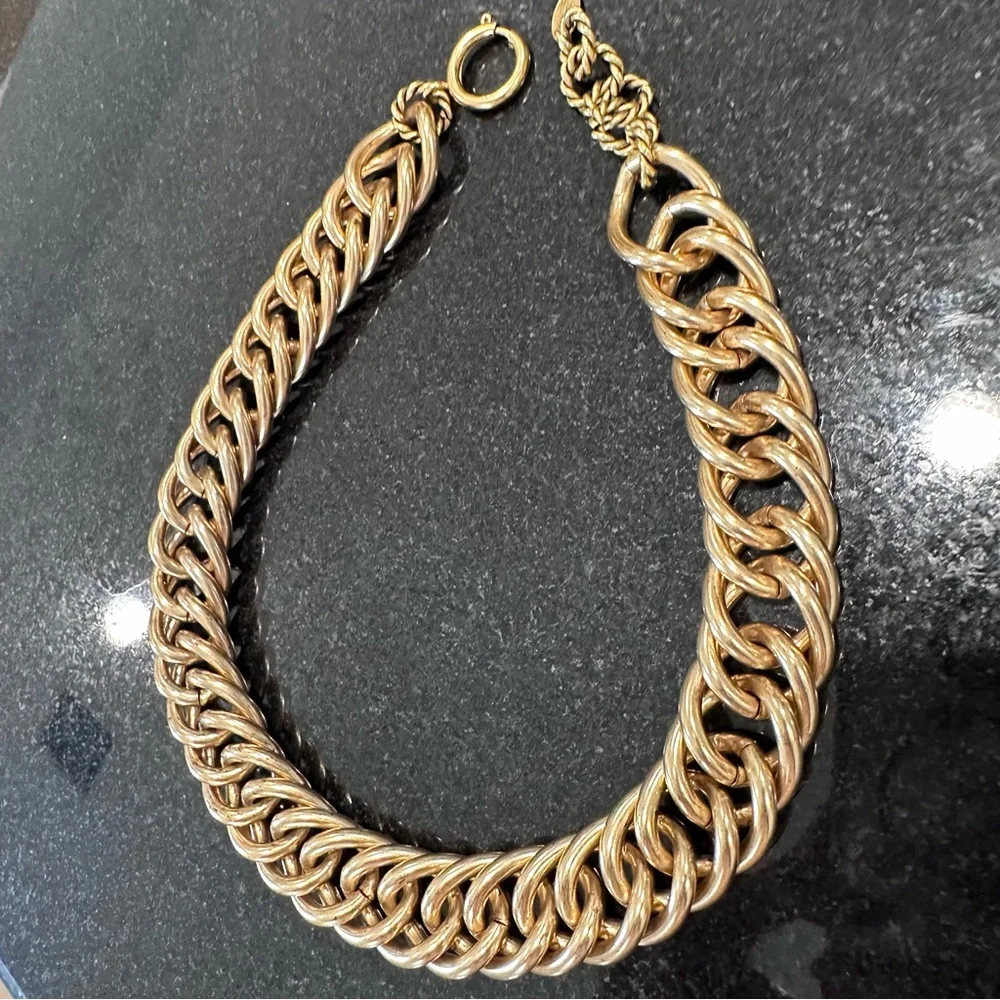 Elizabeth Cole Chunky Gold Link Statement Necklace